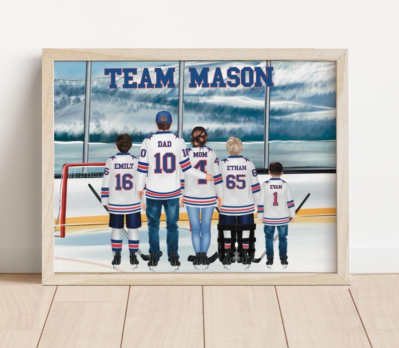 Personalized Hockey Family Print, Billet Family, Hockey Gift (Digital or Print) immagine 1