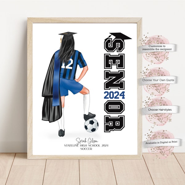 Custom Soccer Graduation Print, Soccer Graduate, Sports Graduation, Gift for Her, Soccer Player/Gift, Graduation Gift