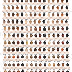 Pu&ograve; includere: Un grafico di 165 diversi stili di capelli per ragazzi. Le acconciature sono mostrate dalla parte posteriore della testa. Le acconciature sono numerate da C1 a C165.