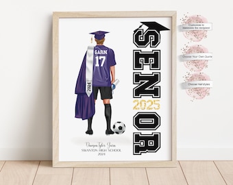 Personalized Senior 2026 Soccer Graduation Print For Him, Senior Night Gift, Custom Uniform  Included, Soccer Player(Digital or Print)
