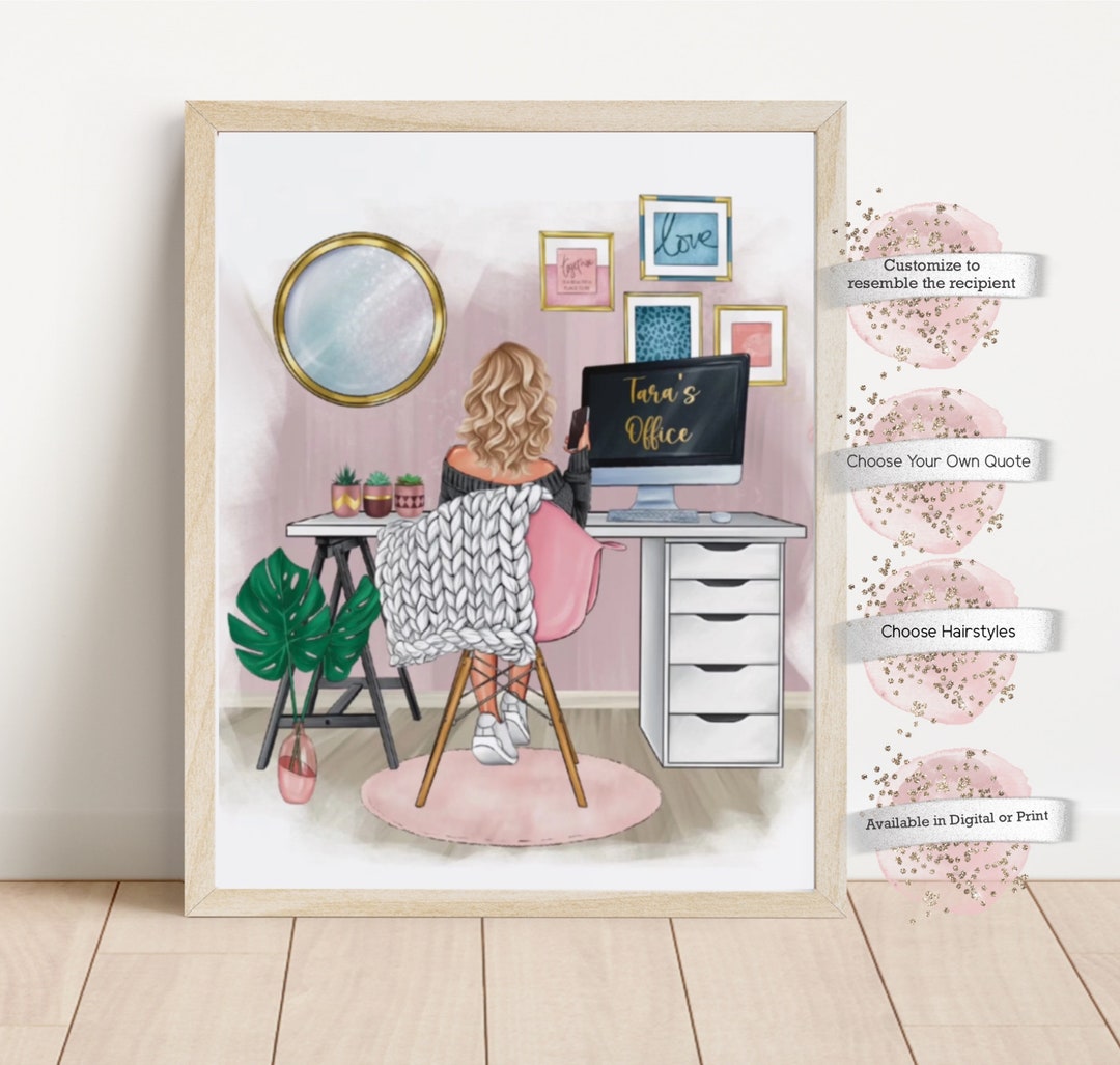 Personalized Home Office Print, Wall Decor, Work From Home, Girl Boss ...
