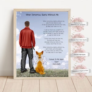 Pet and Owner Pet Print, Dog Lover Print, Dog Memorial Portrait, Personalized Gift, When Tomorrow Starts Without Me Poem, Pet Loss