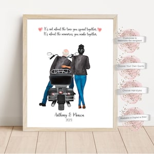 Personalized Motorcycle Couple Print, Biker Couple Gift, Anniversary Gift, Custom Gift for Dad, Biker Gift, Motorcycle Gift, My Ride or Die