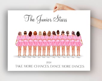 Personalized Dance Team Portrait, Personalized Dance Team  Print, Gift for Dancers, Girls Dance Team, Birthday or Christmas