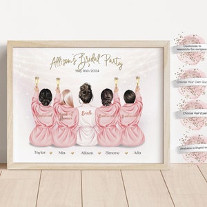 Portrait de mariée personnalisé, cadeau de demoiselle d'honneur, cadeau personnalisé pour demoiselles d'honneur, cadeau de mariage pour mariée, carte de demoiselle d'honneur