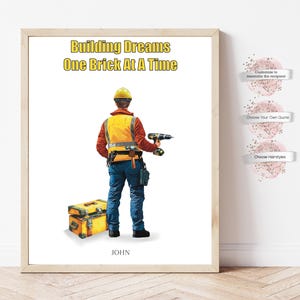 Personalized Construction Worker Gift, Gift for Construction Worker, Builder Print, Gift for Dad, Gift for Husband, Construction Gift