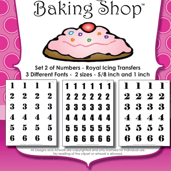 Numbers Set 2 - Digital Royal Icing Transfer Sheets