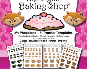 My Woodland Animals Royal Icing Transfer Templates - Cookies I have made Deer, Racoon, Fox, and Bear