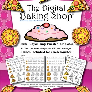 Pizza - Royal Icing Transfer Templates for Cookies or Decorating Your Bakes