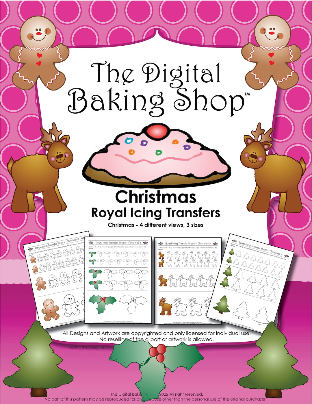 Christmas Royal Icing Transfer Templates for Cookie and Etsy