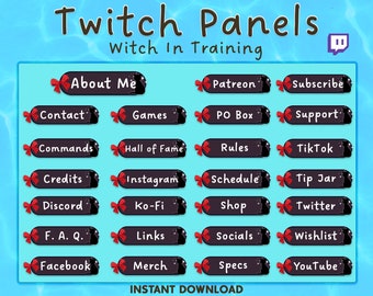 28x Witch In Training Twitch Stream Panels | Streamer Assets | Panels Pack | Kick, Discord