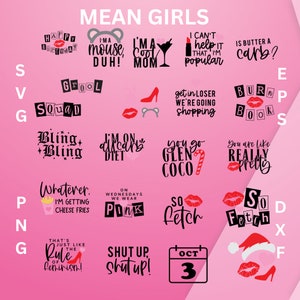 Mean Girls Stickers Waterproof Burn Book so Fetch Cool Mom Karen Laptop  Decals Water Bottle Hydroflask Gifts Quotes 