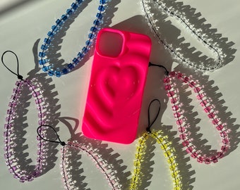 Cubed crystal phone charm | Beaded phone chain | Wrist strap | Translucent | Colourful | Light Catching | Phone accessory | Gifts for her