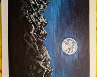 Moon and Mountains Painting