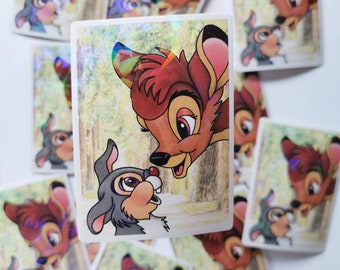 Bambi and thumper sticker - cute Disney vinyl sticker - holographic vinyl - 3"