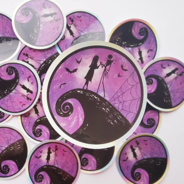 Nightmare before Christmas holographic vinyl sticker - Disney vinyl - jack and Sally