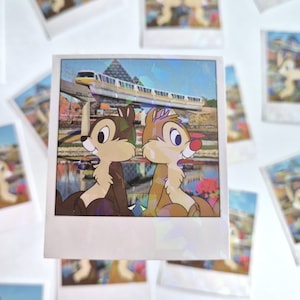Chip and dale Disney vinyl sticker - cute Disney character polaroid - Disney parks fireworks sticker - Disney monorail sticker