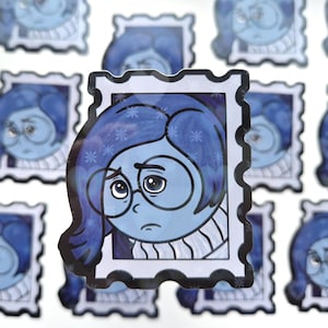Autocollant Tristesse Inside out 2 - autocollant vinyle disney - autocollant à l’envers - autocollant timbre disney