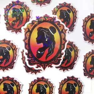 Holographic Disney vinyl sticker - Belle sticker - beauty and the beast sticker crackled holo