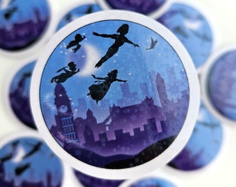Peter pan sticker - Disney holographic vinyl sticker - sticker Neverland adventure - captain hook
