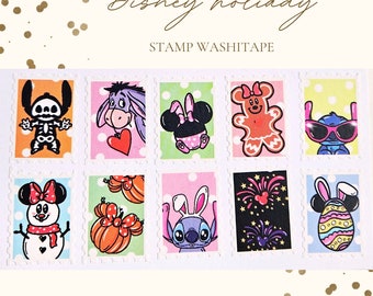 Holiday Disney stamp shaped washi tape - cute Disney masking tape Christmas, Halloween and Disney easter