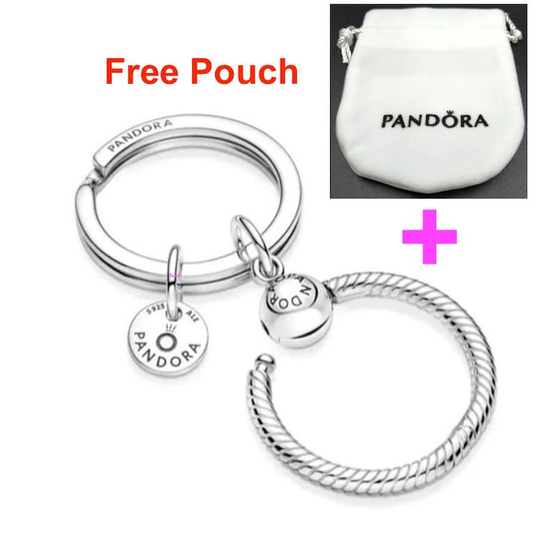 Pandora Charm Key Ring Keychain Charm, Minimalist S925 Sterling Silver Pendant Perfect Gift High Quality, Valentine's Day Gift for her image 3