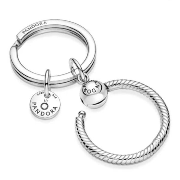 Pandora Charm Key Ring Keychain Charm, Minimalist S925 Sterling Silver Pendant Perfect Gift High Quality, Valentine's Day Gift for her