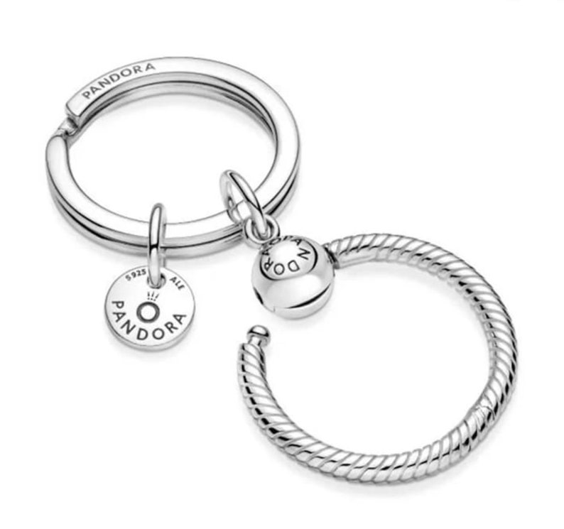 Pandora Charm Key Ring Keychain Charm, Minimalist S925 Sterling Silver Pendant Perfect Gift High Quality, Valentine's Day Gift for her Small Keychain