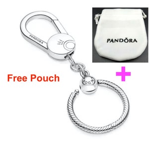 Pandora Charm Key Ring Keychain Charm, Minimalist S925 Sterling Silver Pendant Perfect Gift High Quality, Valentine's Day Gift for her image 4