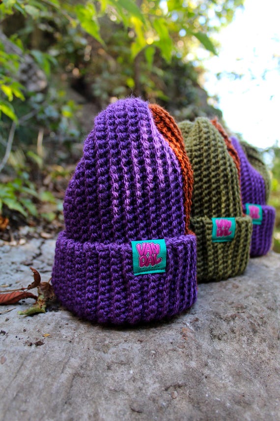 Berretto all'uncinetto a coste fatto a mano: cappello colorato metà testa e metà testa by VandalOutdoor