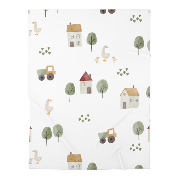 Baby Swaddle Decke Traktor Bauernhof Tiere Junge Natürliche Bio Bäume Natur Baby Shower Geschenk Neugeborene