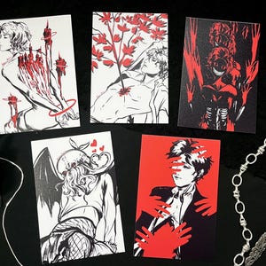 Set twee Goretober/Inktober-print | Matte kunstprints van 4 x 6 inch, horrormuurdecoratie
