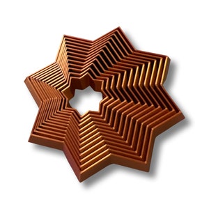 May include: A set of eight nested star-shaped cookie cutters in a copper color.