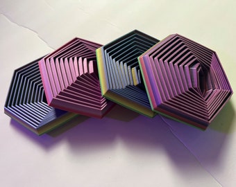 Fractal Fidget Hexagon | Colorful Fractal Hexagon Fidget - Stress Relief Pocket Toy | Unique Hexagon Fidget Toy - Mindful Meditation Tool