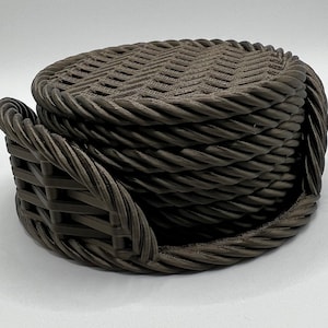 Woven Coasters l Coaster Holder, Set of 6 Coasters