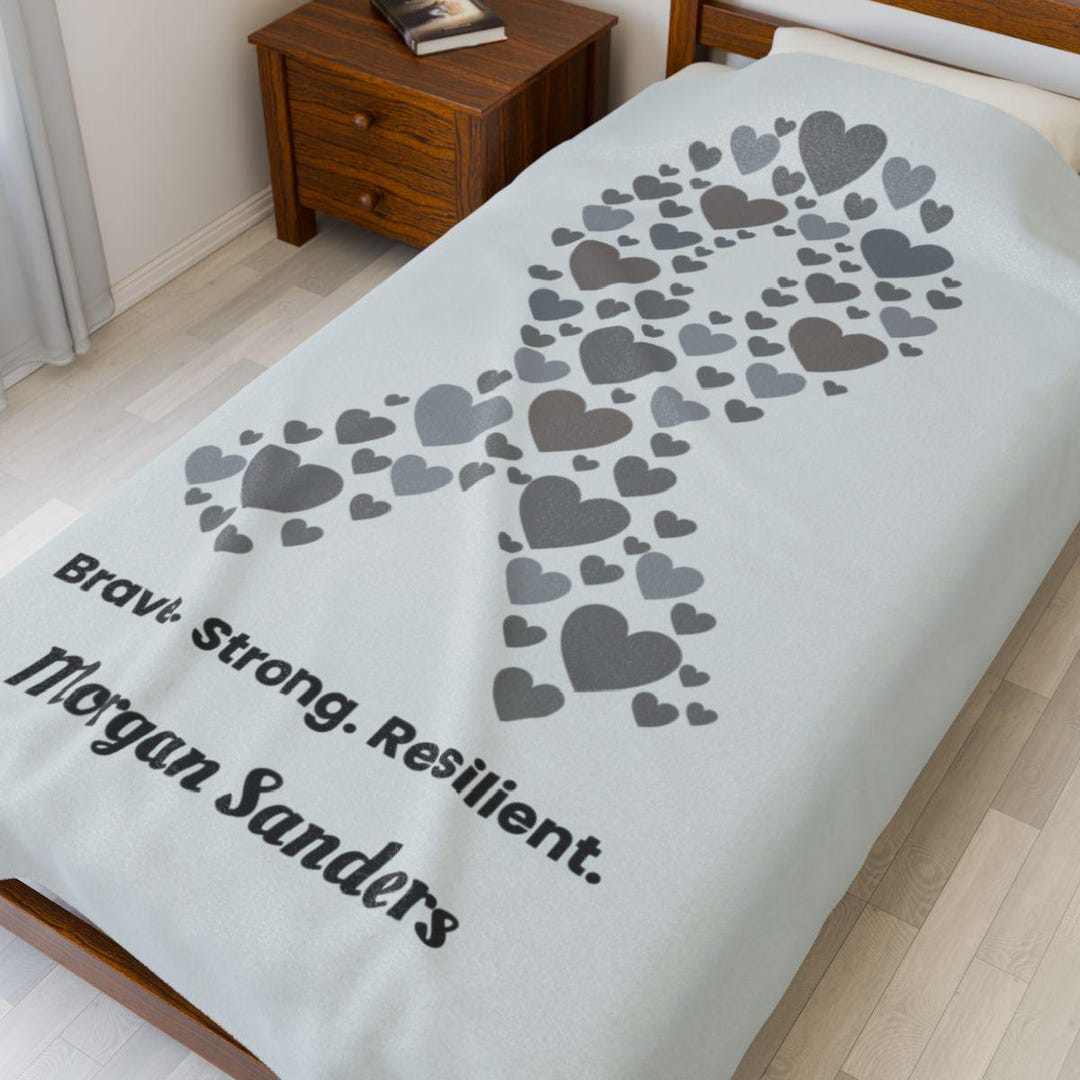 Brain Cancer Awareness Ribbon Blankets, Brave Strong Resilient Ribbon ...