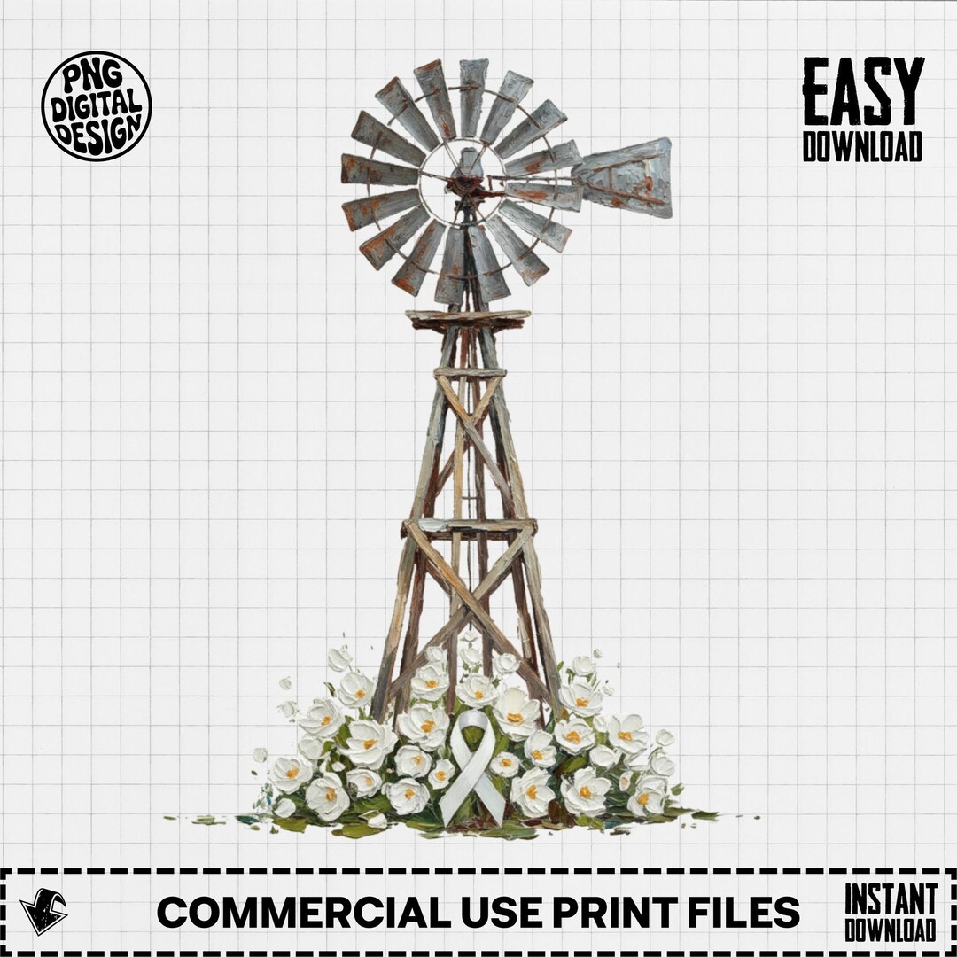 Rustic Cancer Ribbon Images Rustic Windmill Lung Cancer PNG, White Ribbon Awareness Sublimation ...