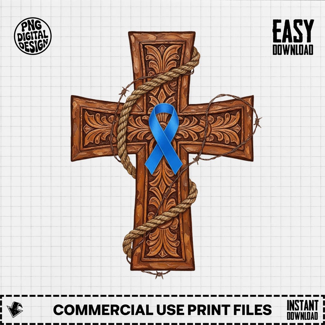 Rustic Cancer Ribbon Images Western Blue Ribbon Cancer PNG, Rustic Carved Cross Clipart, Prostate ...