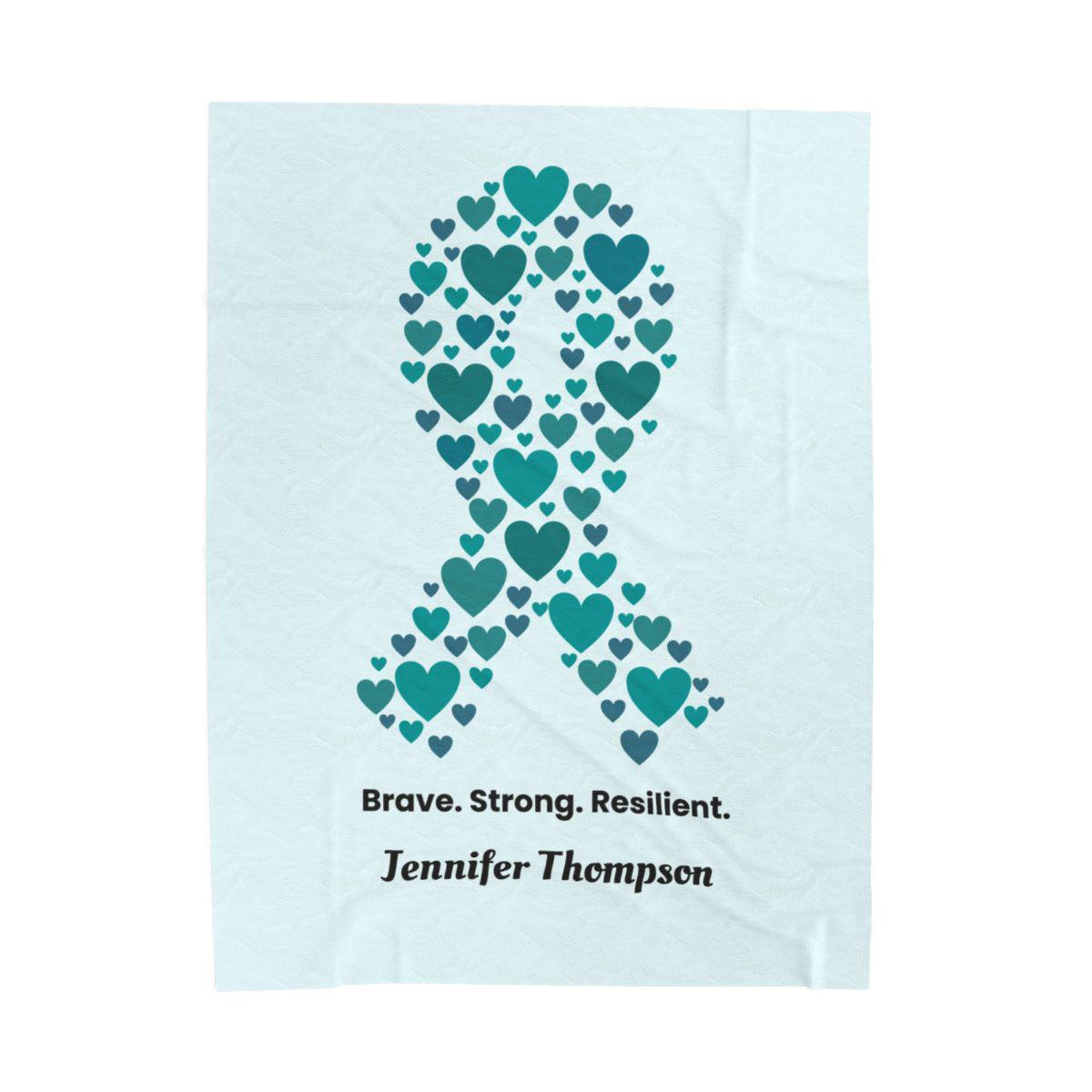 Personalized Cervical Ovarian Teal Ribbon Blanket, Brave Strong ...