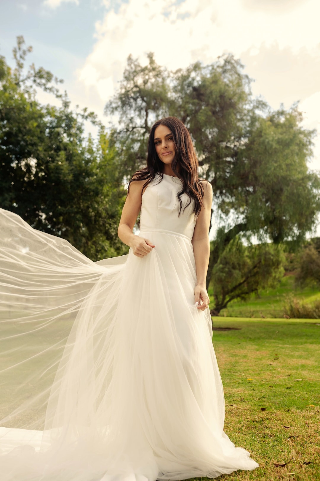 Sobrefalda de tul Vestido de novia Vestido de novia Línea A