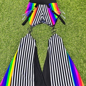 MTO Fire Safe Rainbow B/W Stripe Cotton 4-way Strech Circus  Boofy The Clown Bells