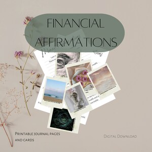 Tarjetas de afirmación imprimibles, tarjetas de afirmación financiera, tarjetas de afirmación espiritual, páginas de diario, indicaciones de diario, descarga digital