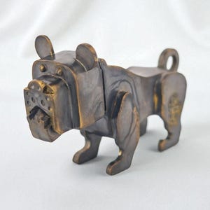 Brass Art Deco Stlye Bulldog Vesta, Match Striker, Snuff Box, Animal Collector Box, Dog Collectible, Decorative Match Box
