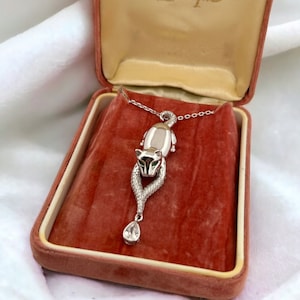 Fine Silver Panther Necklace with Cubic Zirconia Gemstones