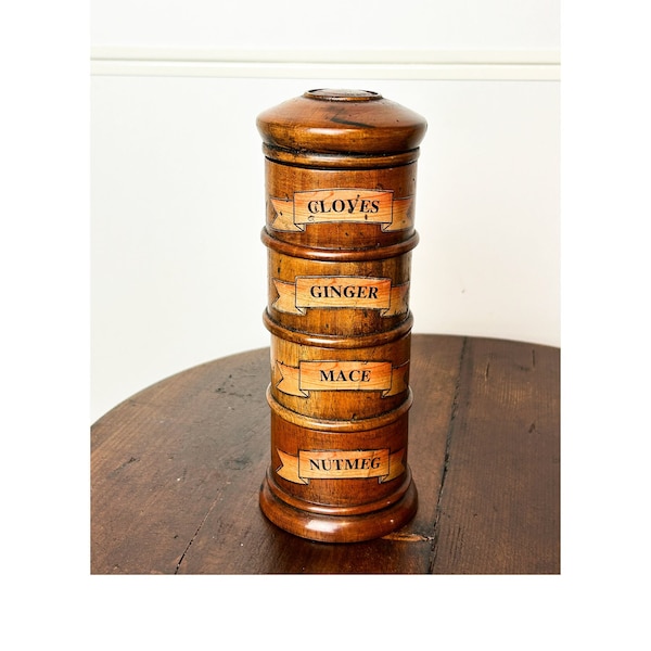 Vintage Wooden Spice Rack Tower, Storage Box, Kitchen Novelty Stacking Caddy, Countertop Organization, Housewarming Gift, Rustic Decor