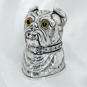 Silver Bulldog Vesta, 800 Silver Dog Collectable, Hallmarked Dog Figurine, Match Safe, Silver Dog Lover&#39;s Gift