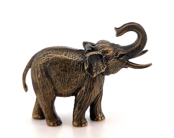 Brass Elephant Vesta, Match Safe, Match Striker, Safari Decor