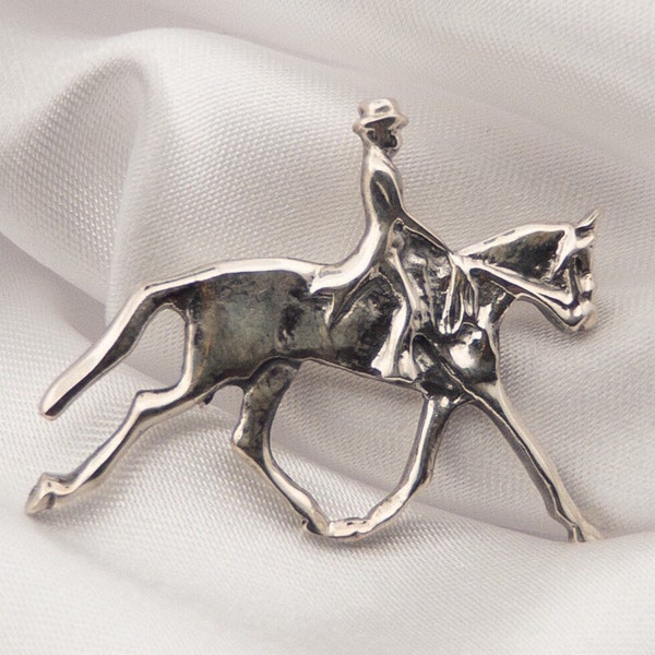 Sterling Silver Rider on Horse Brooch, Animal Pin