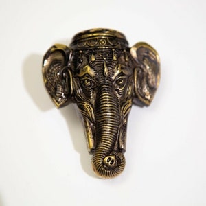 Brass Indian Ganesh Elephant Head Vesta, Match Safe, Collectible Match Striker, Decorative Match Storage, Novelty Animal Snuff Box
