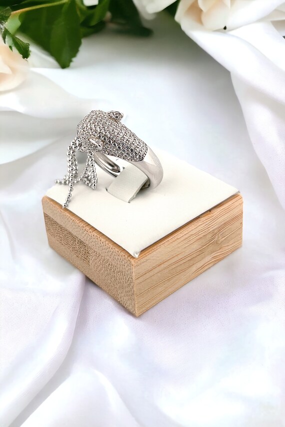 Solid Silver Panther Ring with Cubic Zirconia, Si… - image 5